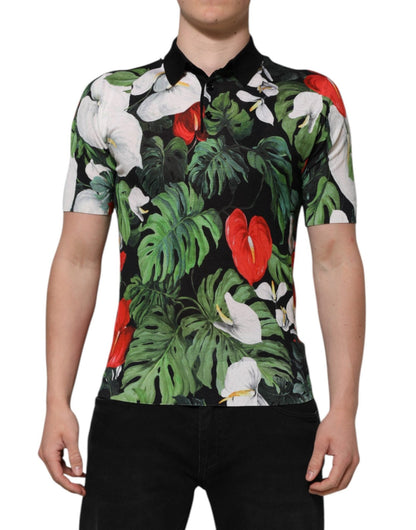 Dolce & Gabbana Multicolor Floral Silk Collared Polo T-shirt – IT48 | M par Dolce & Gabbana | Disponible sur Sandy Store ByNet