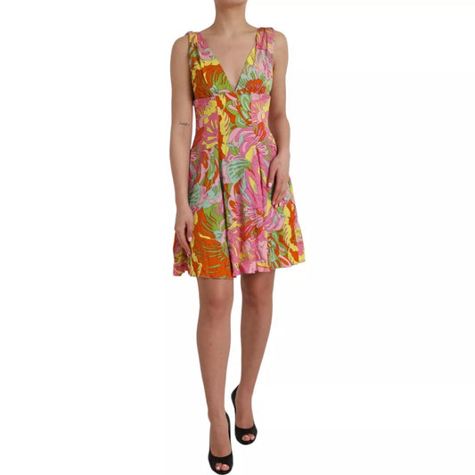 Dolce & Gabbana Multicolor Floral Silk Flared Mini Dress – IT40|S par Dolce & Gabbana | Disponible sur Sandy Store ByNet