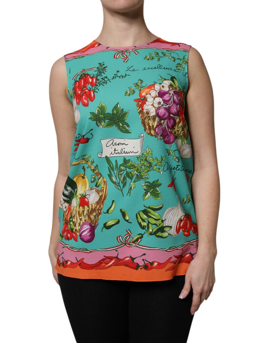 Dolce & Gabbana Multicolor Floral Silk Sleeveless Tank Top - Sandy Store ByNet
