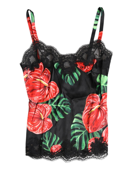 Dolce & Gabbana Multicolor Floral Silk Tank Lingerie Underwear – IT1 | XS par Dolce & Gabbana | Disponible sur Sandy Store ByNet