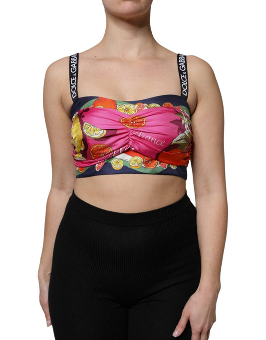 Dolce & Gabbana Multicolor Floral Sleeveless Bustier Cropped Top - Sandy Store ByNet