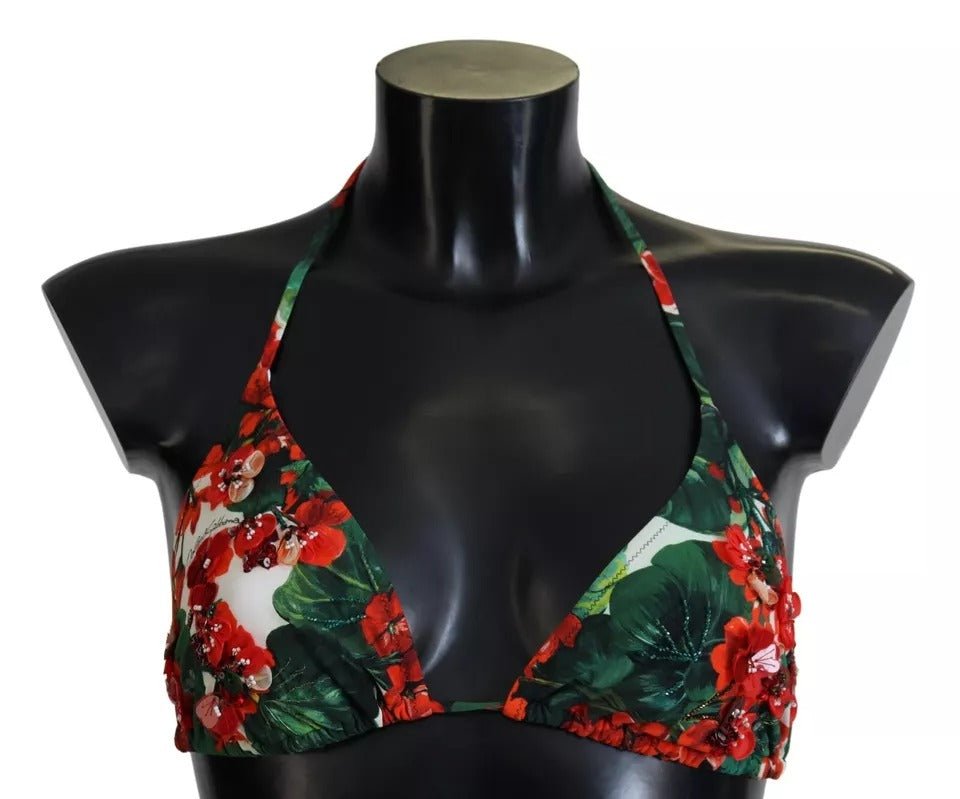 Dolce & Gabbana Multicolor Geranium Halter Beachwear Bikini Top - Sandy Store ByNet