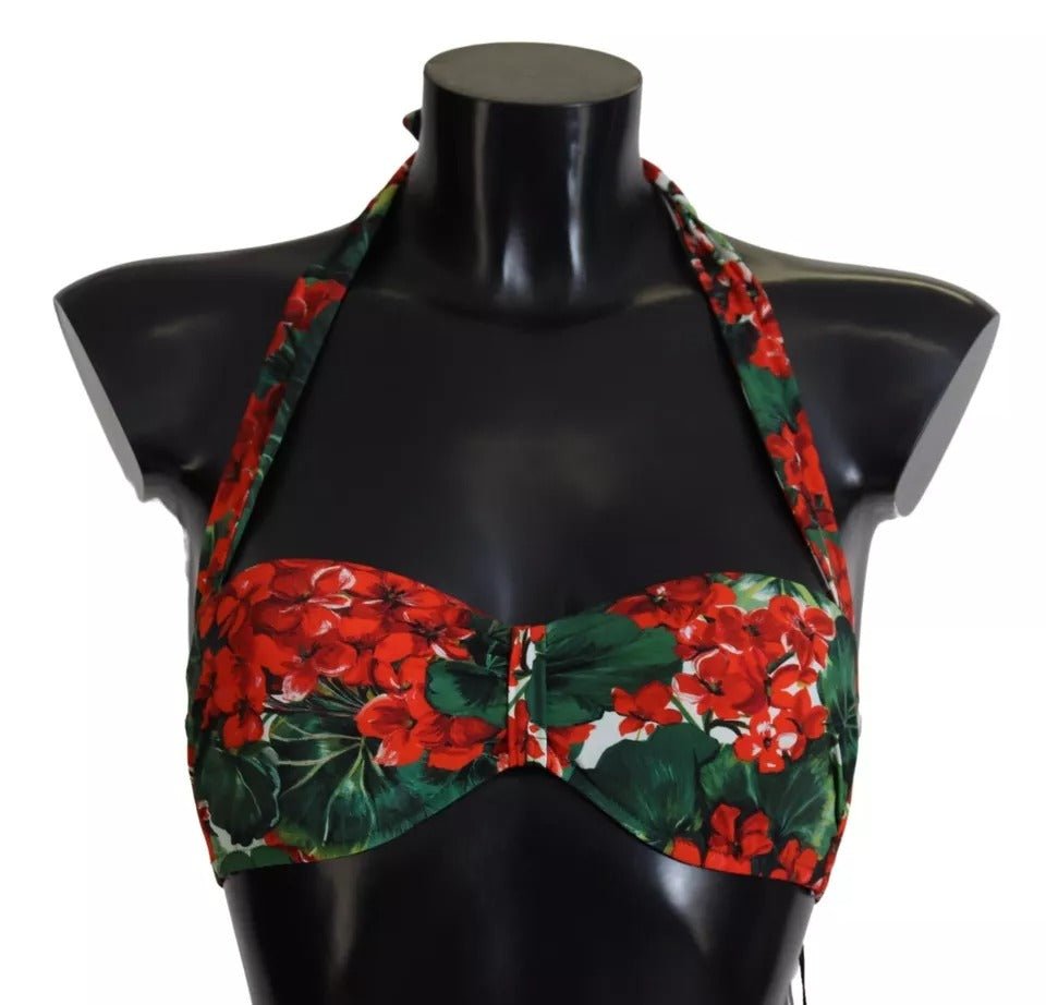 Dolce & Gabbana Multicolor Geranium Halter Beachwear Bikini Top - Sandy Store ByNet