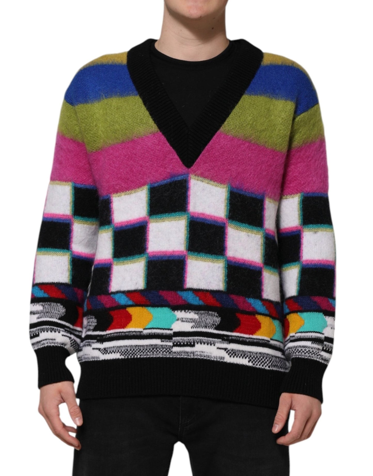 Dolce & Gabbana Multicolor Glitch Design Pullover Sweater – IT42 | XS par Dolce & Gabbana | Disponible sur Sandy Store ByNet
