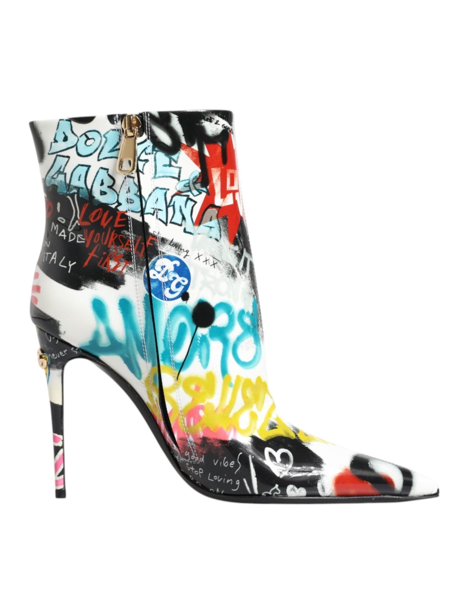 Dolce & Gabbana Multicolor Graffiti Keira Mid Calf Boots Shoes - Sandy Store ByNet