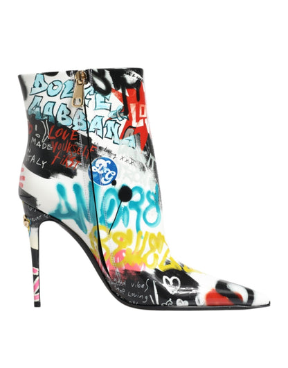 Dolce & Gabbana Multicolor Graffiti Keira Mid Calf Boots Shoes - Sandy Store ByNet
