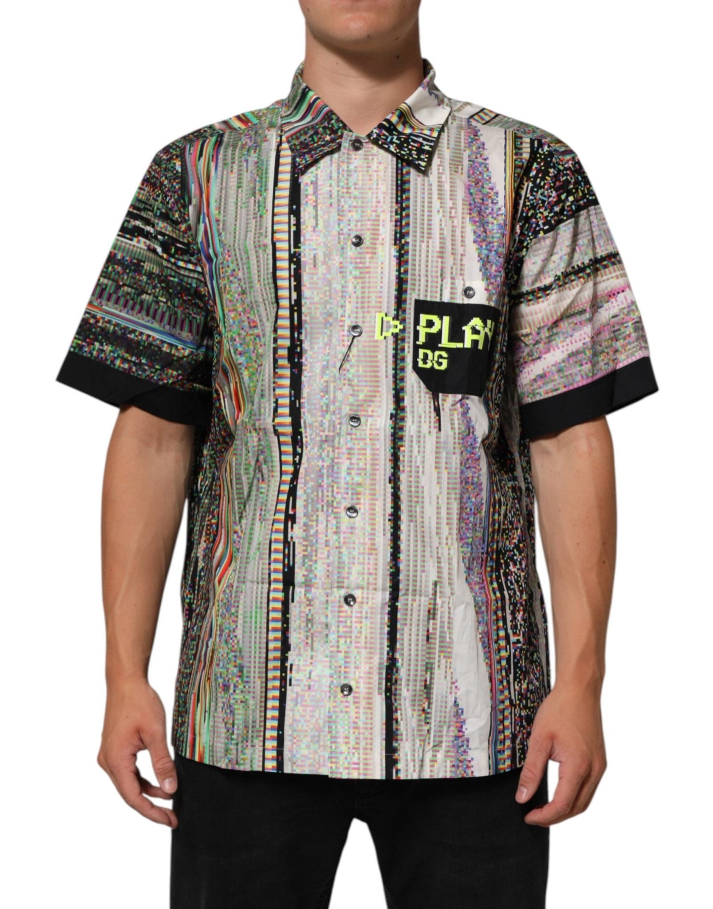 Dolce & Gabbana Multicolor Graphic Collared Casual Shirt – IT42 | XL par Dolce & Gabbana | Disponible sur Sandy Store ByNet