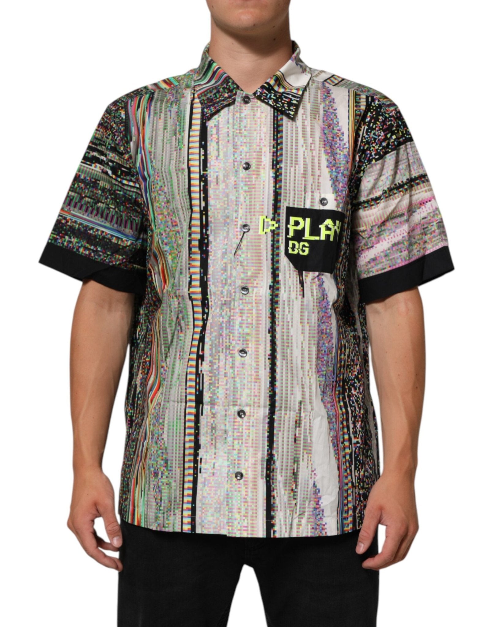 Dolce & Gabbana Multicolor Graphic Collared Casual Shirt – IT42 | XL par Dolce & Gabbana | Disponible sur Sandy Store ByNet