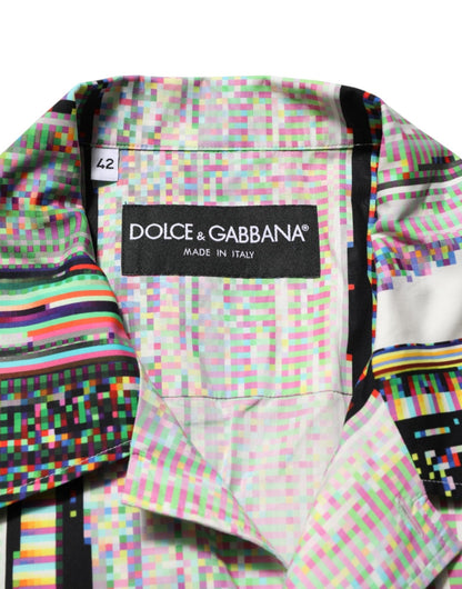 Dolce & Gabbana Multicolor Graphic Collared Casual Shirt – IT42 | XL par Dolce & Gabbana | Disponible sur Sandy Store ByNet