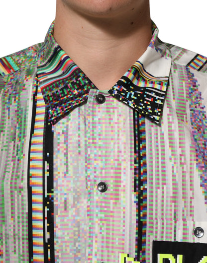 Dolce & Gabbana Multicolor Graphic Collared Casual Shirt – IT42 | XL par Dolce & Gabbana | Disponible sur Sandy Store ByNet