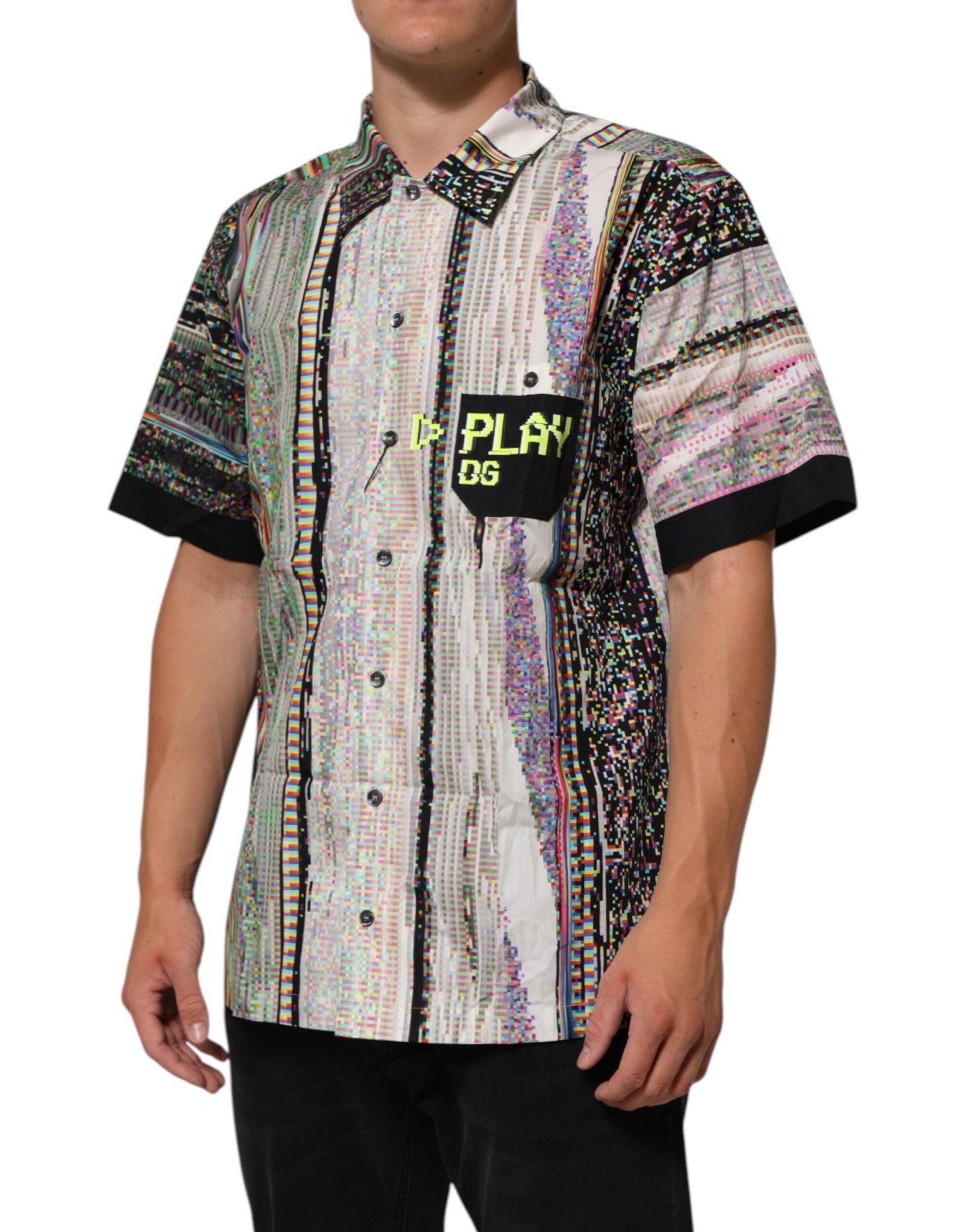 Dolce & Gabbana Multicolor Graphic Collared Casual Shirt – IT42 | XL par Dolce & Gabbana | Disponible sur Sandy Store ByNet