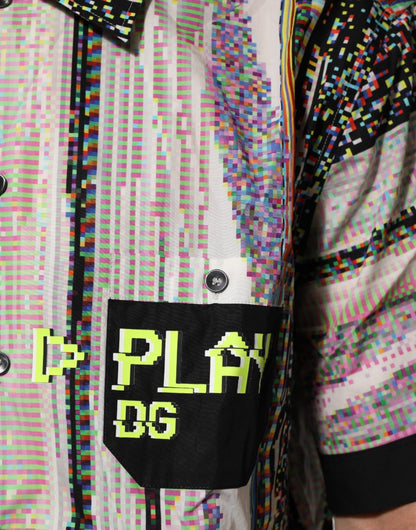 Dolce & Gabbana Multicolor Graphic Collared Casual Shirt – IT42 | XL par Dolce & Gabbana | Disponible sur Sandy Store ByNet