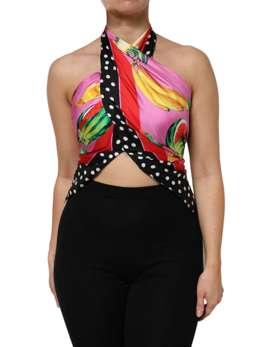 Dolce & Gabbana Multicolor Halter Party Evening Cropped Top – IT40|S par Dolce & Gabbana | Disponible sur Sandy Store ByNet