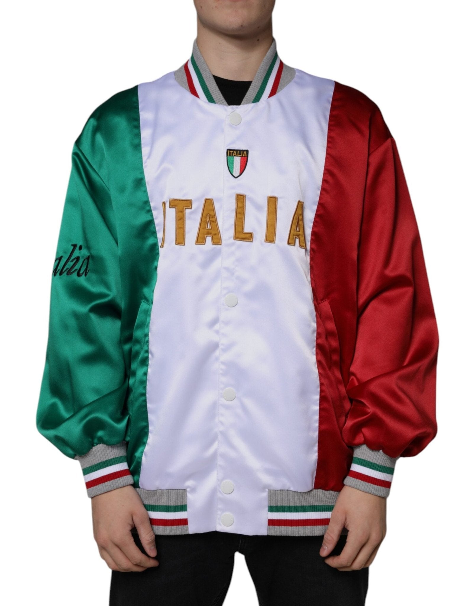 Dolce & Gabbana Multicolor Italia Button Down Bomber Jacket – IT50 | L par Dolce & Gabbana | Disponible sur Sandy Store ByNet