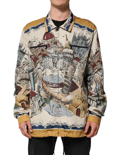 Dolce & Gabbana Multicolor Italian Motif Men Bomber Jacket – IT56 | XXL par Dolce & Gabbana | Disponible sur Sandy Store ByNet