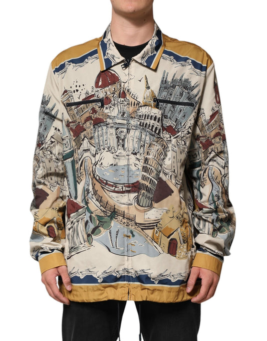 Dolce & Gabbana Multicolor Italian Motif Men Bomber Jacket – IT56 | XXL par Dolce & Gabbana | Disponible sur Sandy Store ByNet