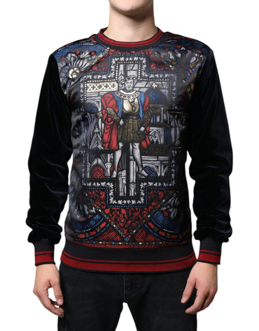 Dolce & Gabbana Multicolor Jacquard Crew Neck Sweatshirt Sweater - Sandy Store ByNet