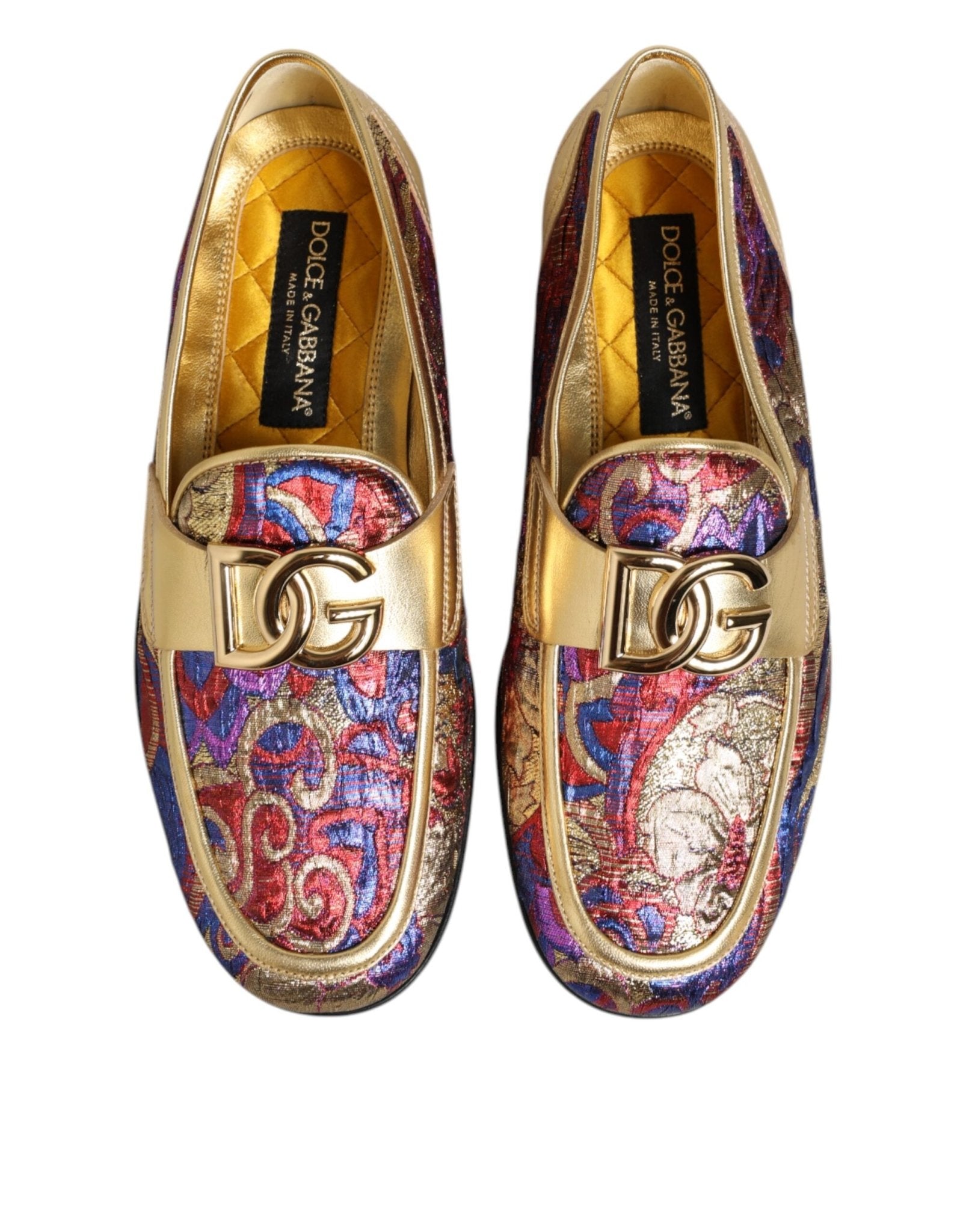 Dolce & Gabbana Multicolor Jacquard Gold DG Logo Loafer Shoes – EU39/US6 par Dolce & Gabbana | Disponible sur Sandy Store ByNet