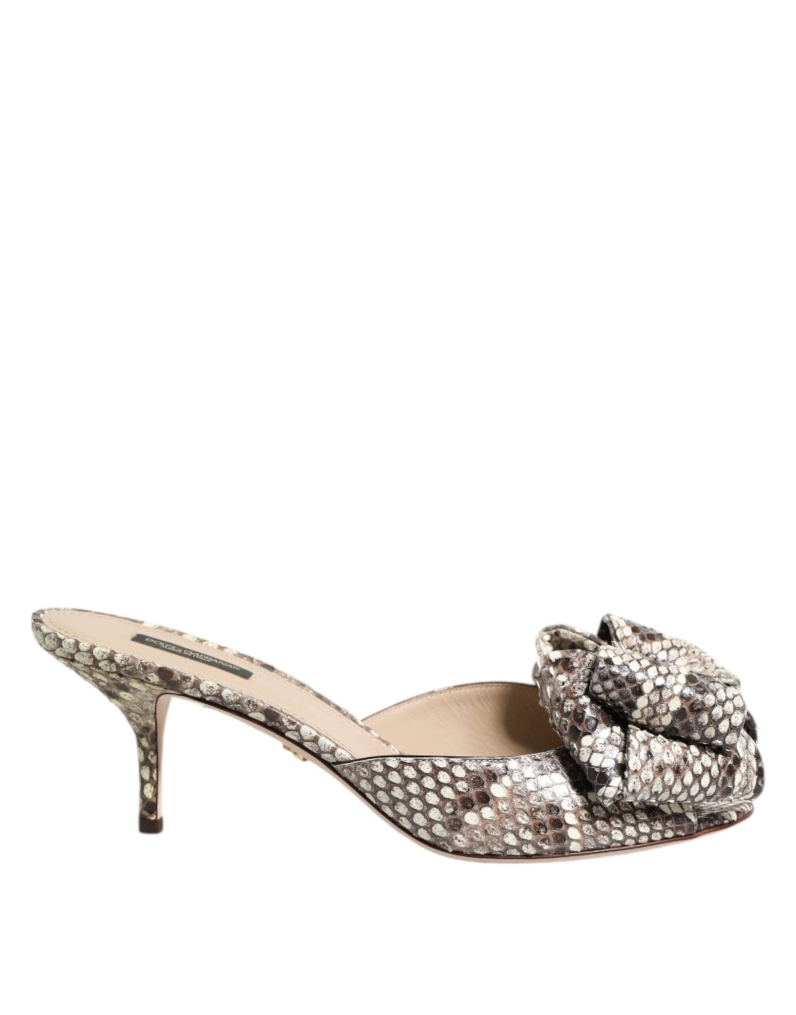 Dolce & Gabbana Multicolor Keira Bow Leather Peep Toe Mules Shoes – EU36/US5.5 par Dolce & Gabbana | Disponible sur Sandy Store ByNet