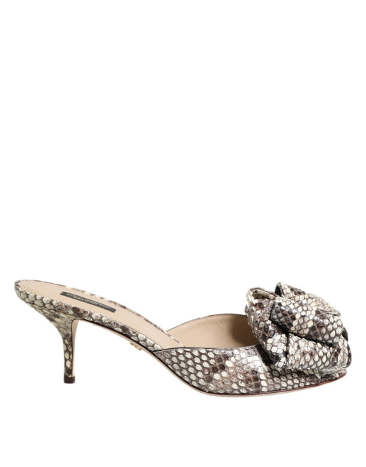Dolce & Gabbana Multicolor Keira Bow Leather Peep Toe Mules Shoes – EU36/US5.5 par Dolce & Gabbana | Disponible sur Sandy Store ByNet