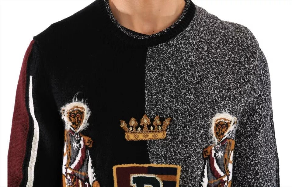 Dolce & Gabbana Multicolor KING Knight Monkey Knitted Cashmere Wool Sweater - Sandy Store ByNet