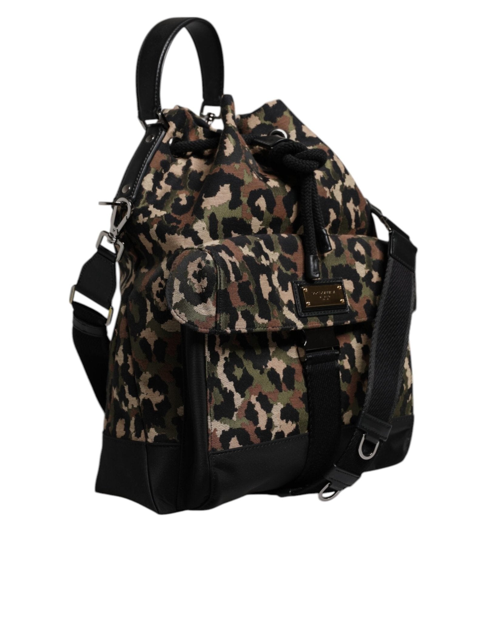 Dolce & Gabbana Multicolor Leopard Cotton Shoulder Bucket Bag - Sandy Store ByNet