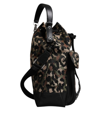 Dolce & Gabbana Multicolor Leopard Cotton Shoulder Bucket Bag - Sandy Store ByNet