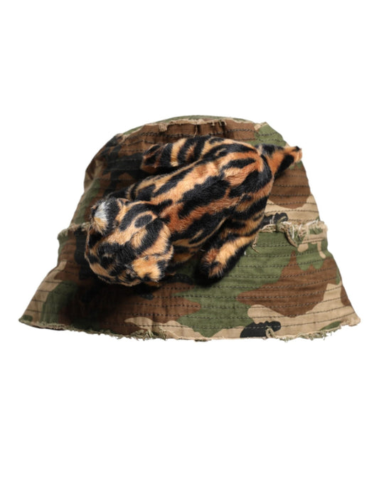Dolce & Gabbana Multicolor Leopard Embellish Wide Brim Bucket Hat – 57 cm|S par Dolce & Gabbana | Disponible sur Sandy Store ByNet
