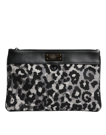 Dolce & Gabbana Multicolor Leopard Jacquard Logo Plaque Men Pouch Bag – par Dolce & Gabbana | Disponible sur Sandy Store ByNet
