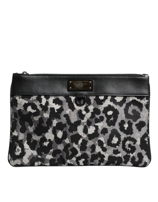 Dolce & Gabbana Multicolor Leopard Jacquard Logo Plaque Men Pouch Bag – par Dolce & Gabbana | Disponible sur Sandy Store ByNet