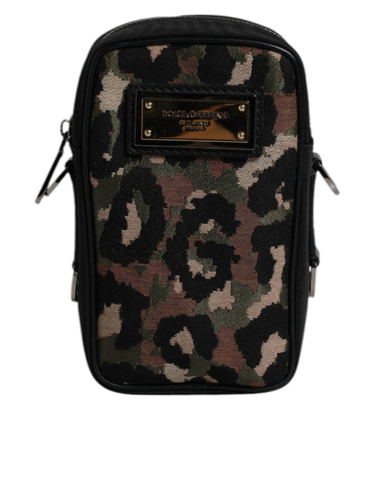 Dolce & Gabbana Multicolor Leopard Jacquard Logo Plaque Neck Strap Bag - Sandy Store ByNet