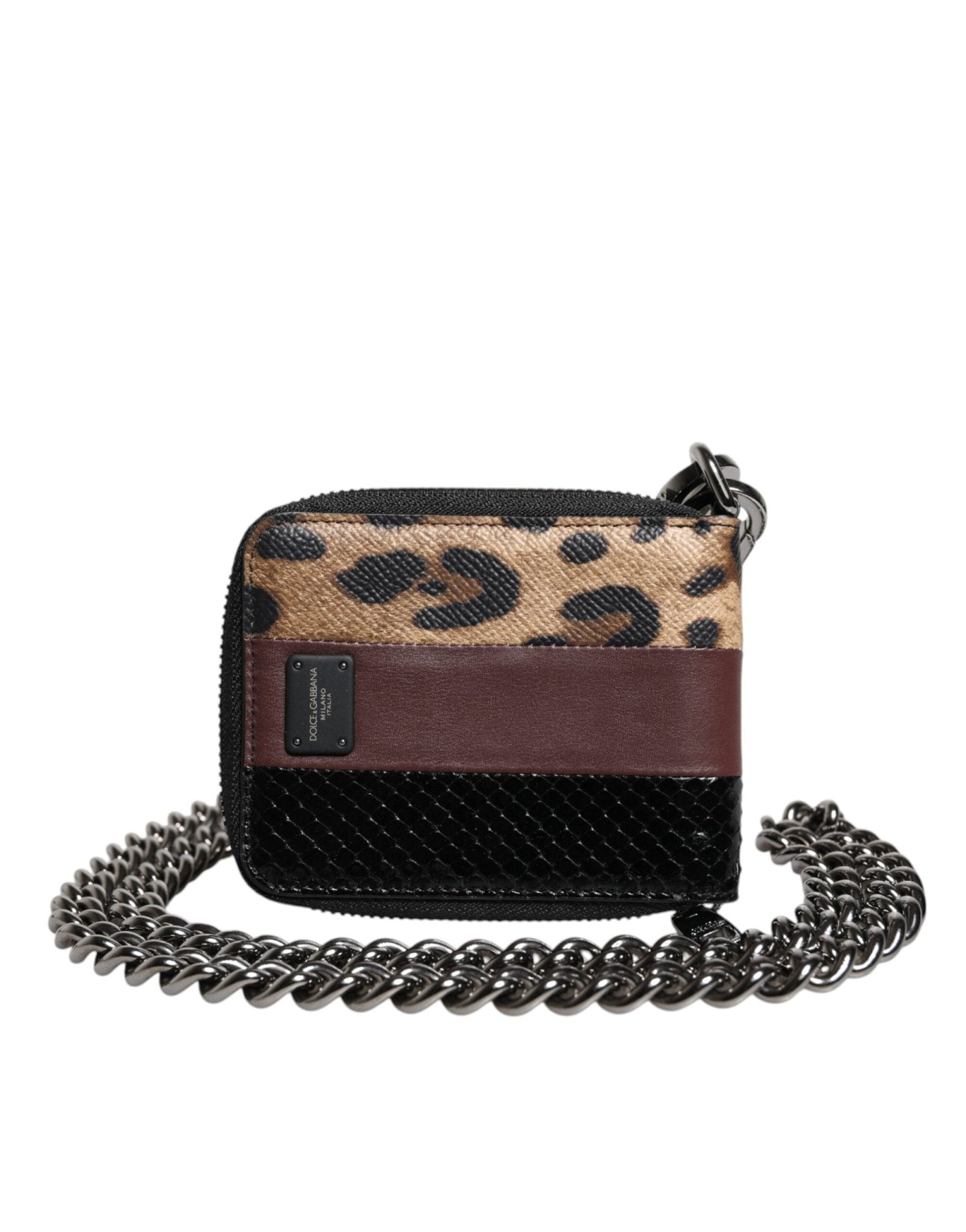 Dolce & Gabbana Multicolor Leopard Leather DG Bifold Card Holder Wallet - Sandy Store ByNet