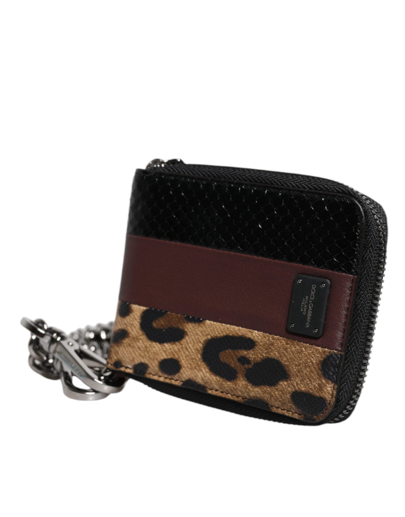 Dolce & Gabbana Multicolor Leopard Leather DG Bifold Card Holder Wallet - Sandy Store ByNet