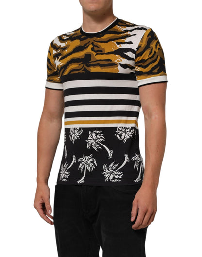 Dolce & Gabbana Multicolor Leopard Palm Leaf Men Crew Neck T-shirt – IT44 | XS par Dolce & Gabbana | Disponible sur Sandy Store ByNet