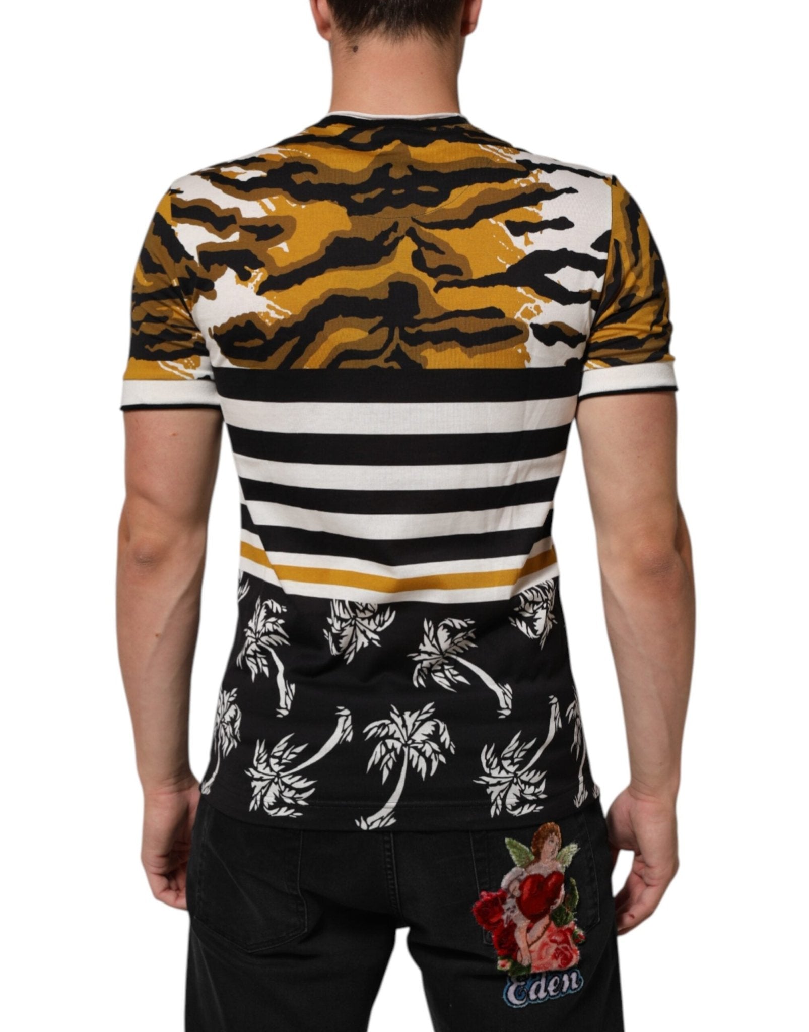 Dolce & Gabbana Multicolor Leopard Palm Leaf Men Crew Neck T-shirt – IT44 | XS par Dolce & Gabbana | Disponible sur Sandy Store ByNet