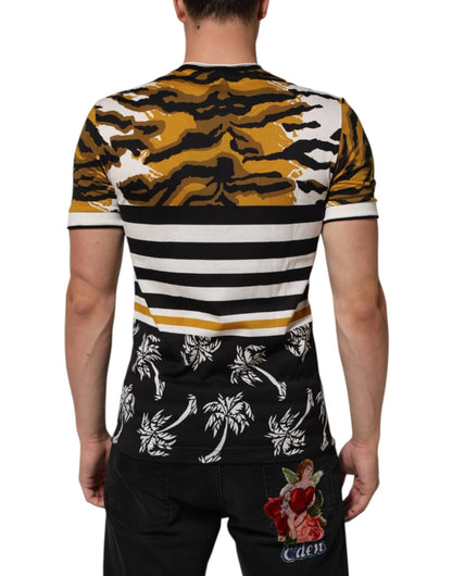 Dolce & Gabbana Multicolor Leopard Palm Leaf Men Crew Neck T-shirt – IT44 | XS par Dolce & Gabbana | Disponible sur Sandy Store ByNet