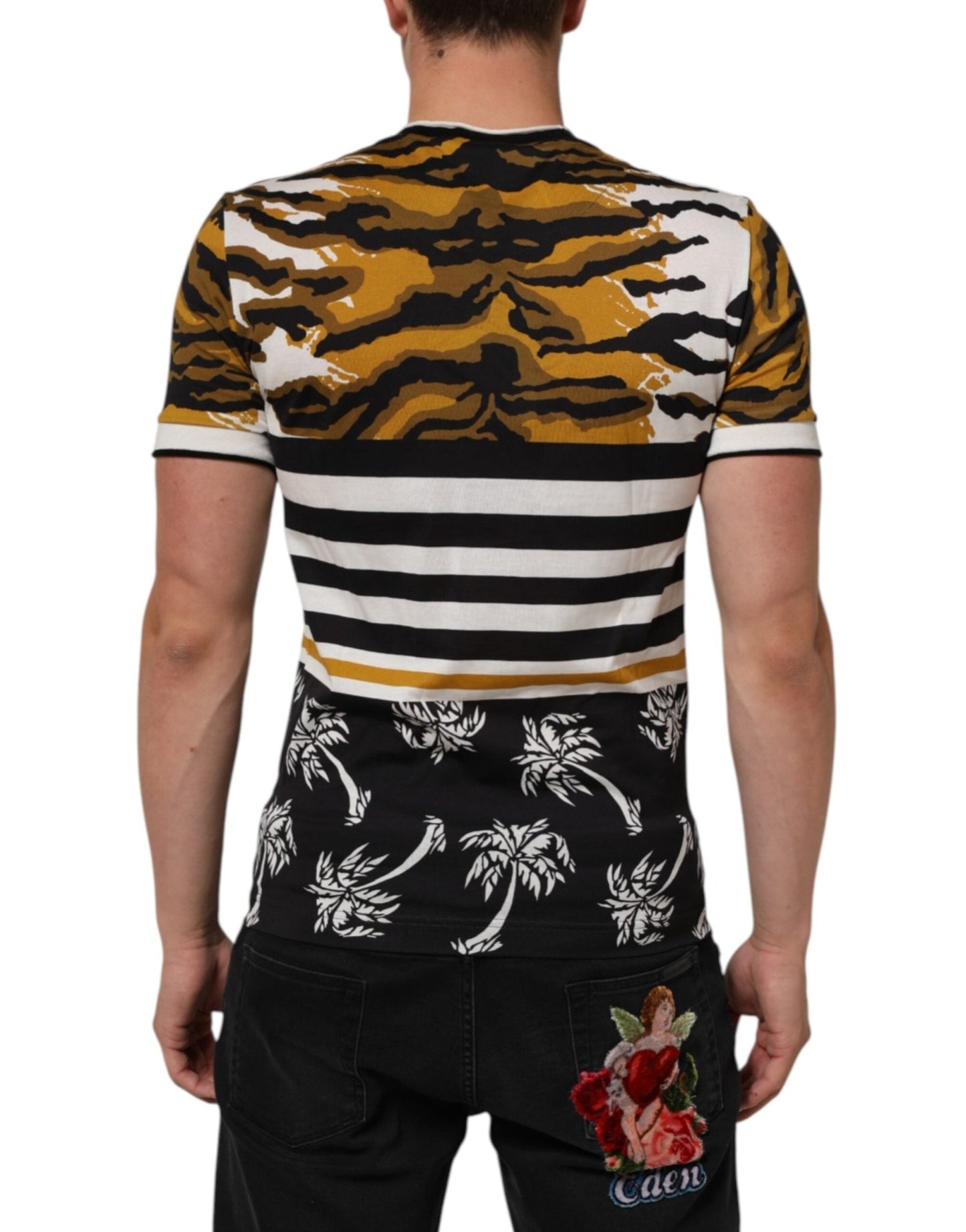 Dolce & Gabbana Multicolor Leopard Palm Leaf Men Crew Neck T-shirt – IT44 | XS par Dolce & Gabbana | Disponible sur Sandy Store ByNet