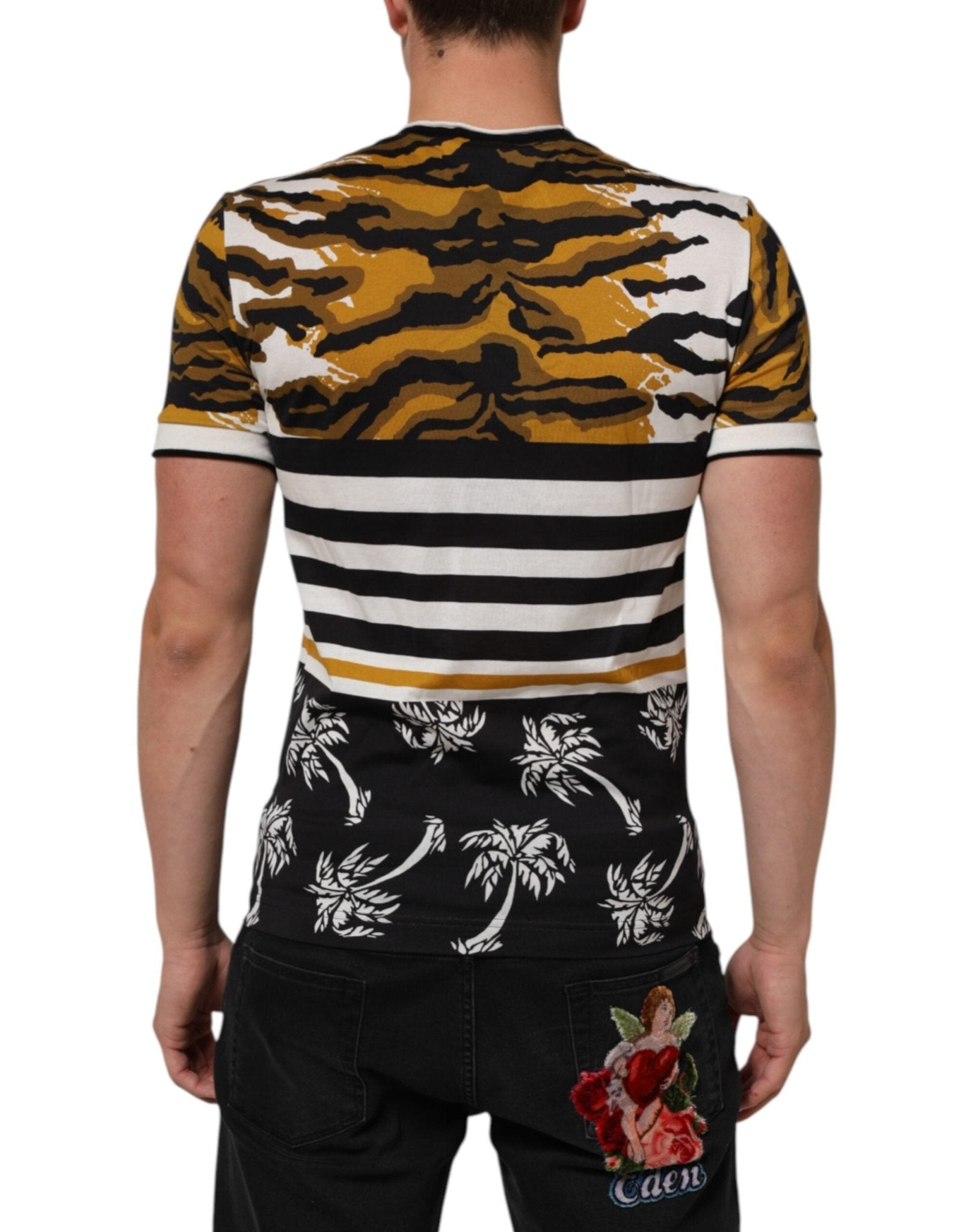 Dolce & Gabbana Multicolor Leopard Palm Leaf Men Crew Neck T-shirt – IT44 | XS par Dolce & Gabbana | Disponible sur Sandy Store ByNet