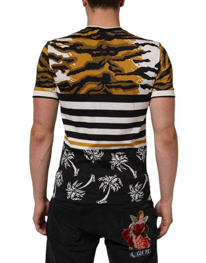 Dolce & Gabbana Multicolor Leopard Palm Leaf Men Crew Neck T-shirt – IT44 | XS par Dolce & Gabbana | Disponible sur Sandy Store ByNet