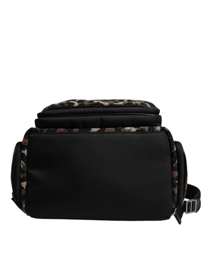 Dolce & Gabbana Multicolor Leopard Print DG Logo Plaque Men Backpack Bag - Sandy Store ByNet