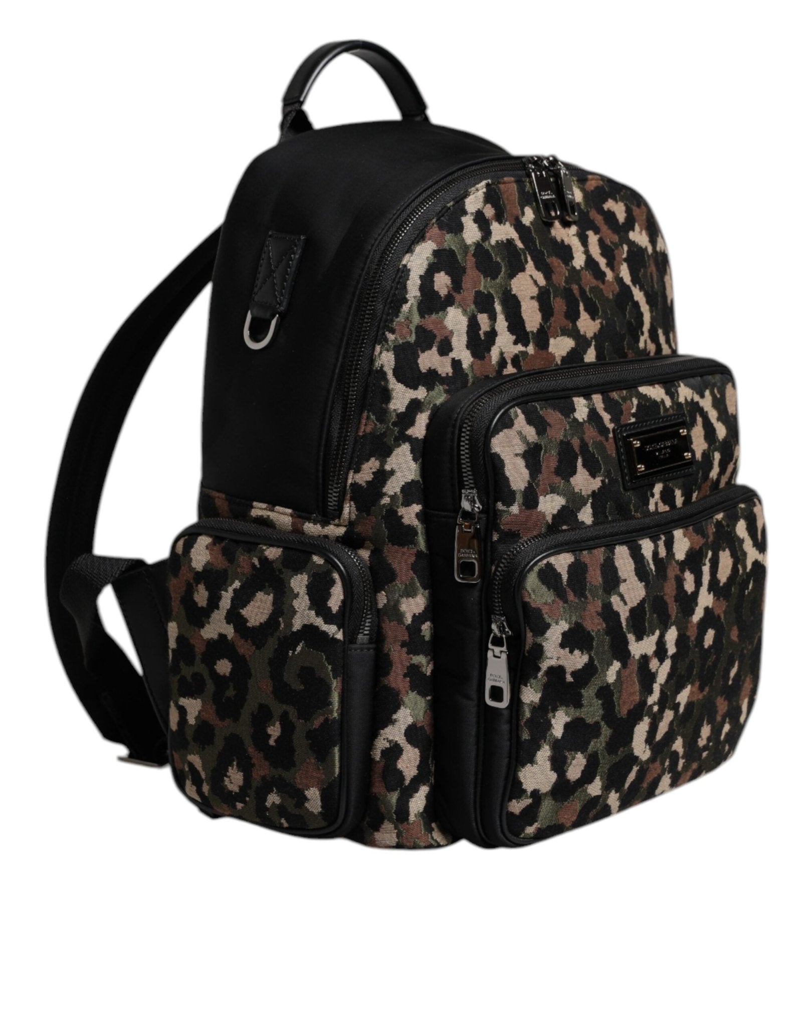 Dolce & Gabbana Multicolor Leopard Print DG Logo Plaque Men Backpack Bag - Sandy Store ByNet