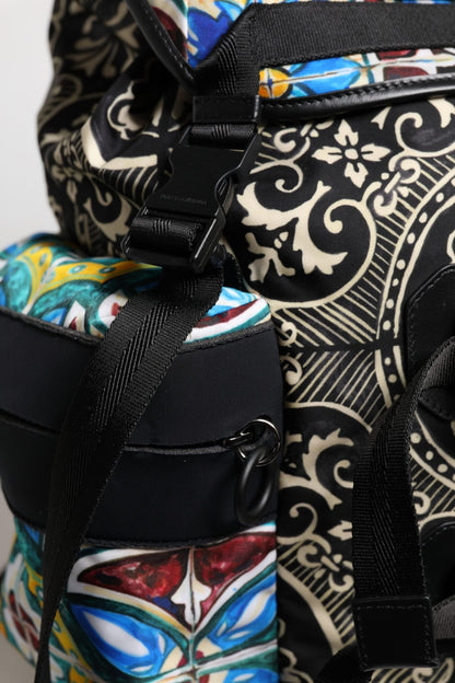 Dolce & Gabbana Multicolor Maiolica Print Nylon Backpack Bag - Sandy Store ByNet