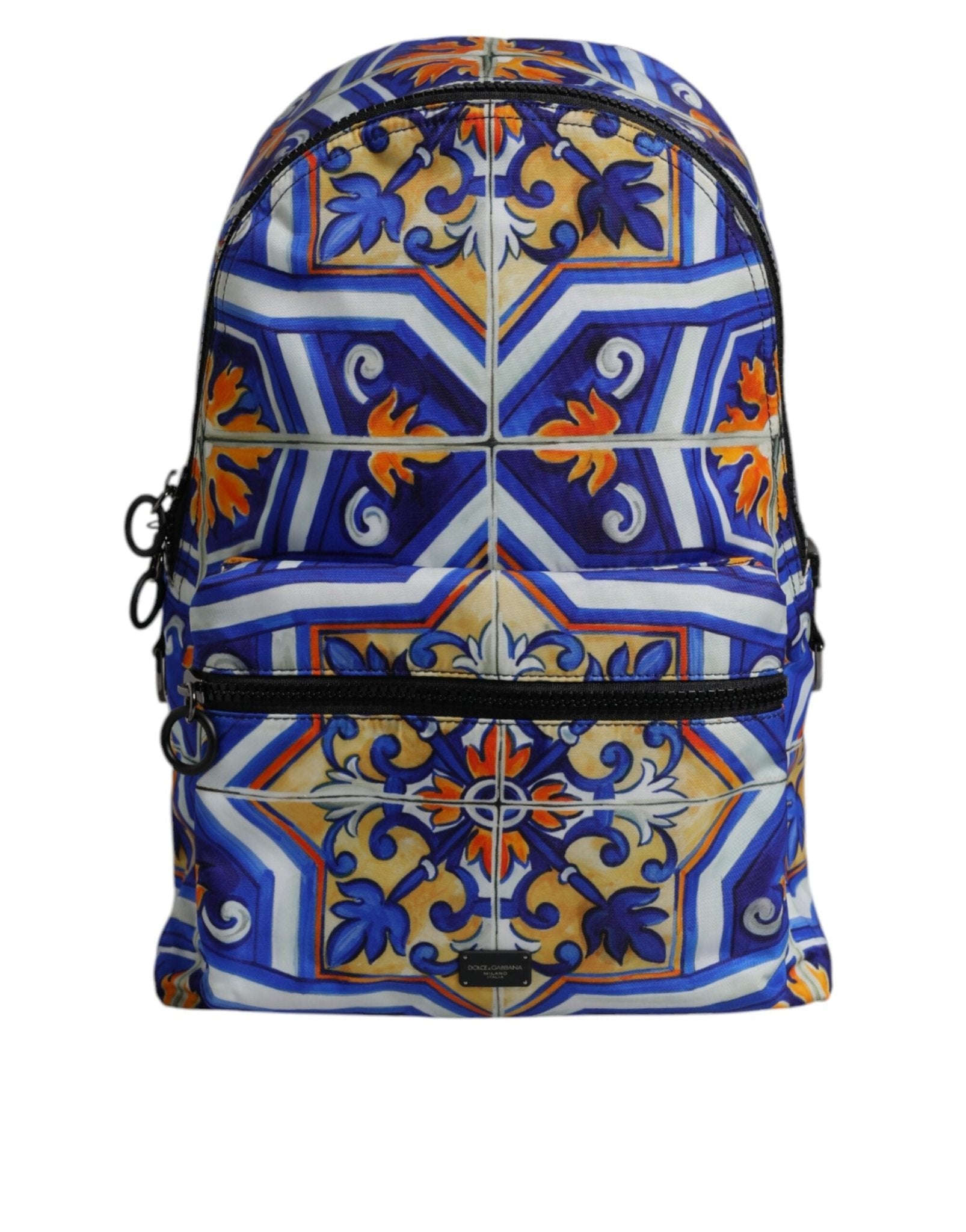 Dolce & Gabbana Multicolor Majolica Print Nylon Travel Backpack Bag - Sandy Store ByNet