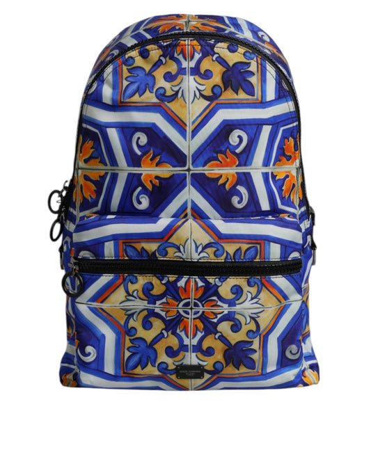 Dolce & Gabbana Multicolor Majolica Print Nylon Travel Backpack Bag - Sandy Store ByNet