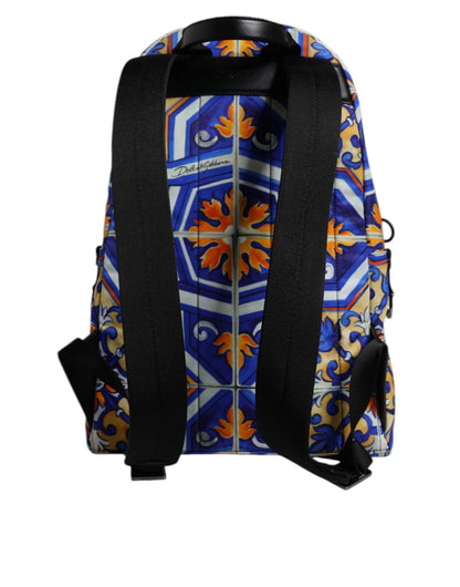 Dolce & Gabbana Multicolor Majolica Print Nylon Travel Backpack Bag - Sandy Store ByNet