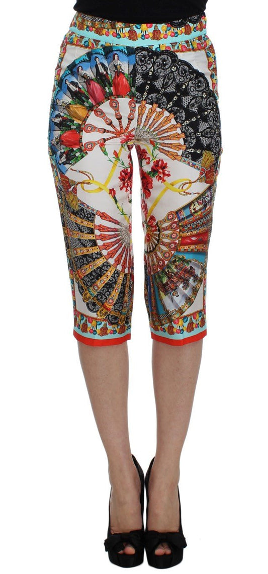 Dolce & Gabbana Multicolor Majolica Silk Capri Pants - Sandy Store ByNet