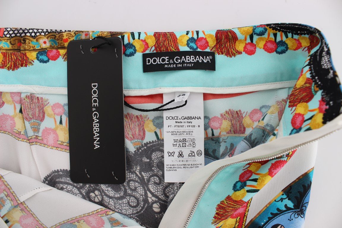Dolce & Gabbana Multicolor Majolica Silk Capri Pants - Sandy Store ByNet