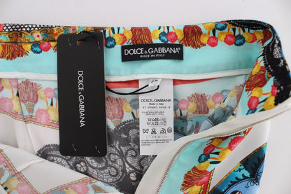 Dolce & Gabbana Multicolor Majolica Silk Capri Pants - Sandy Store ByNet