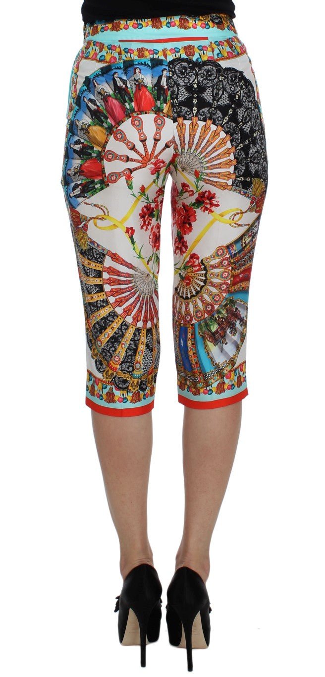 Dolce & Gabbana Multicolor Majolica Silk Capri Pants - Sandy Store ByNet