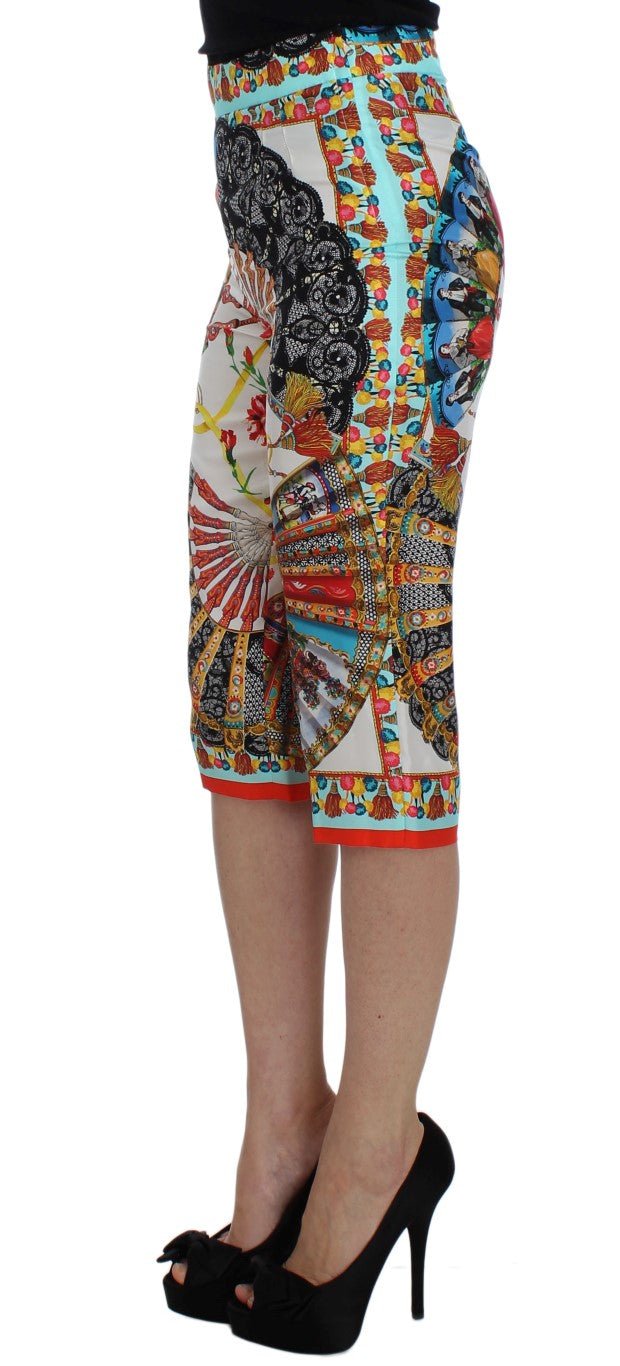 Dolce & Gabbana Multicolor Majolica Silk Capri Pants - Sandy Store ByNet